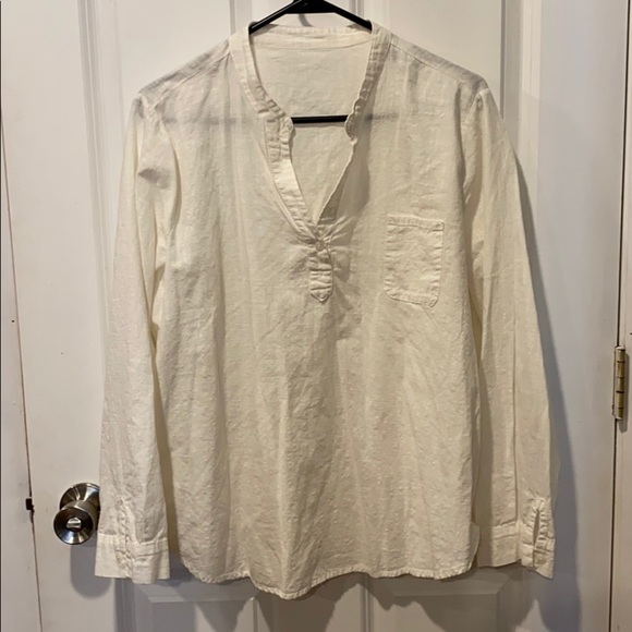 Textured Beachy White Linen Shirt - Picture 5 of 13